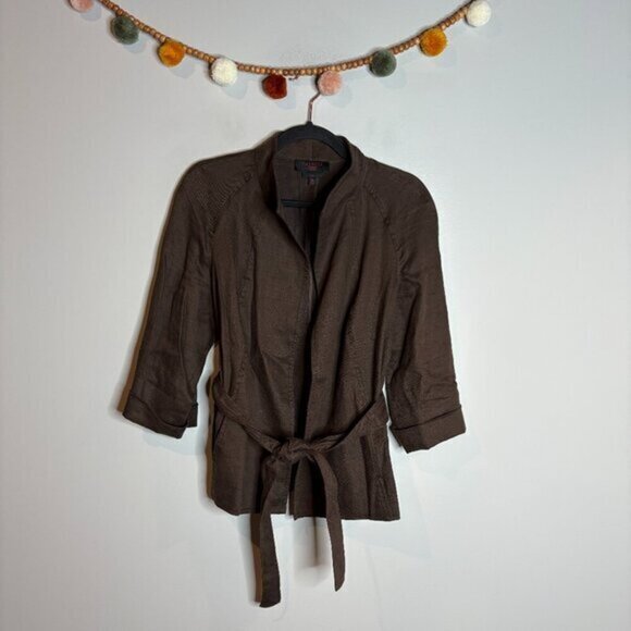 Talbots chocolate brown linen blend blazer jacket - Picture 1 of 5